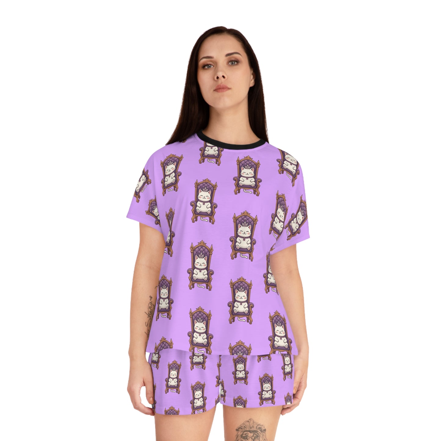 Women's Feline Royalty short pajama Set (AOP)
