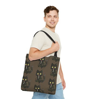 Meowcology two-face brown Tote Bag (AOP)