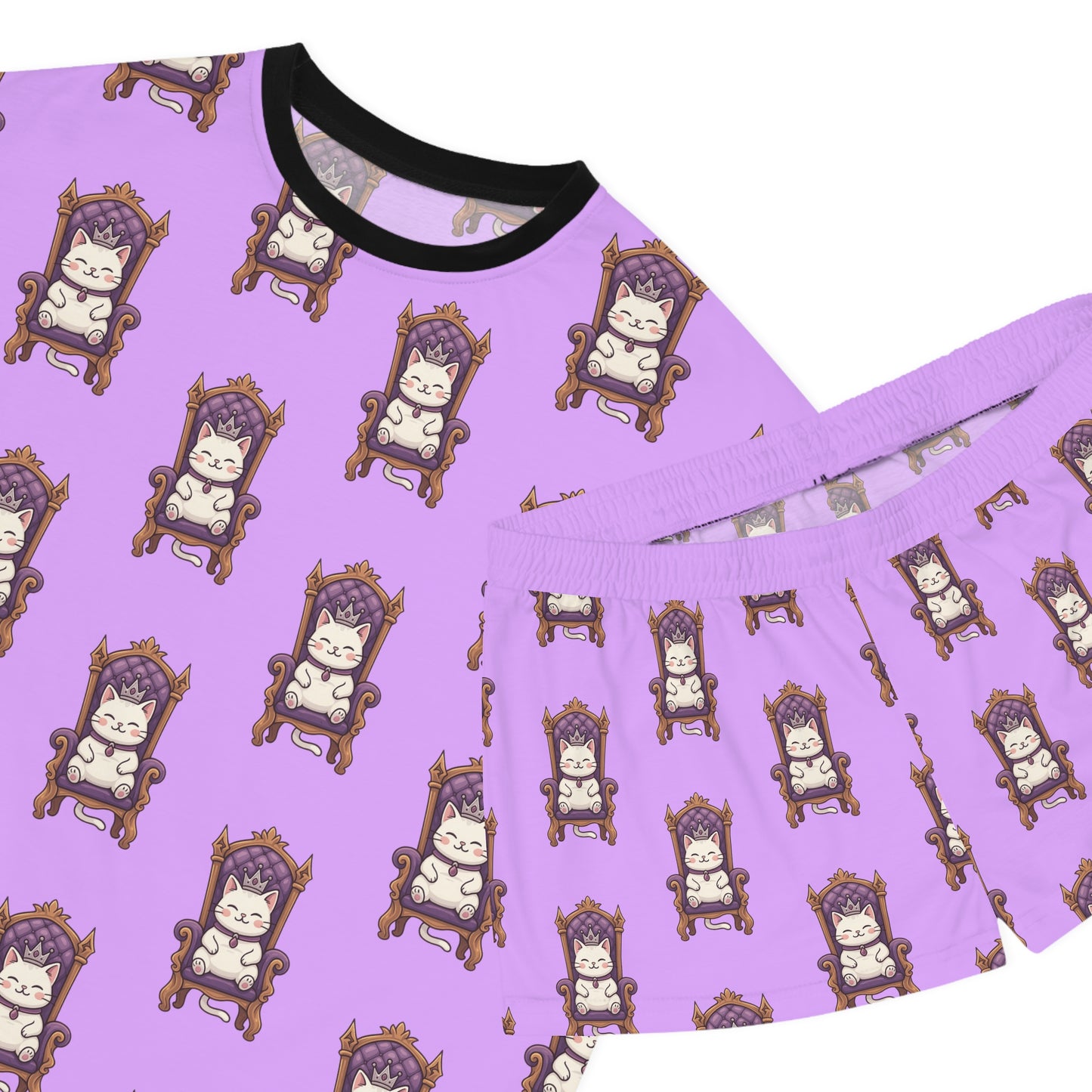 Women's Feline Royalty short pajama Set (AOP)
